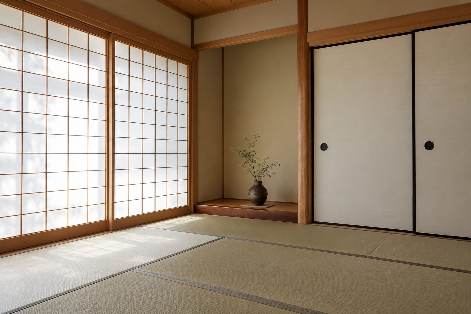 障子と襖のある和室の一角